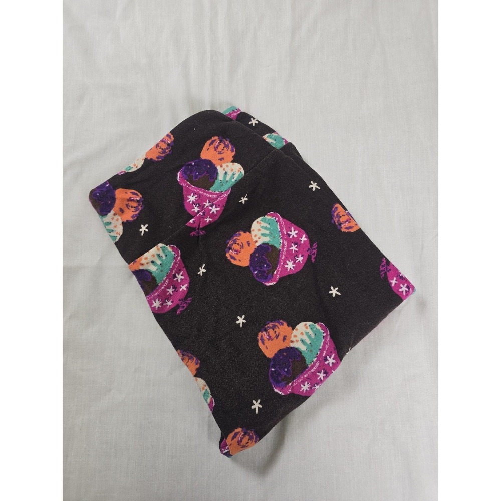LuLaRoe Leggings Womens One Size Black‎ Cupcake Print Soft Stretch Pants